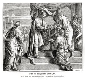 Dawid zostaje królem Judy, 2 Samuela autorstwa Julius Schnorr von Carolsfeld