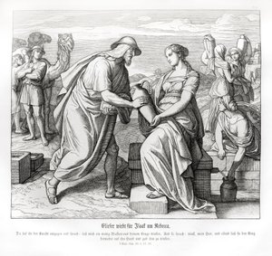 Eliezer i Rebecca przy studni, Genesis autorstwa Julius Schnorr von Carolsfeld
