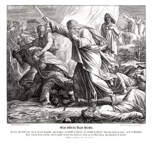 Eliasz zabija proroków Baala autorstwa Julius Schnorr von Carolsfeld