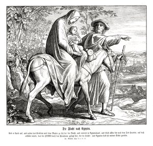 Ucieczka do Egiptu, Ewangelia Mateusza autorstwa Julius Schnorr von Carolsfeld