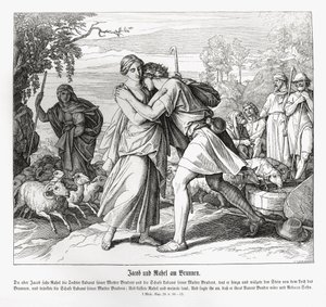 Jakub i Rachela przy studni, Genesis autorstwa Julius Schnorr von Carolsfeld