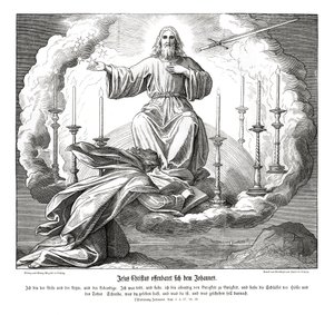 Jezus Chrystus objawia się Janowi, Objawienie autorstwa Julius Schnorr von Carolsfeld