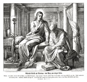 Jezus i Nikodem, Ewangelia Jana autorstwa Julius Schnorr von Carolsfeld