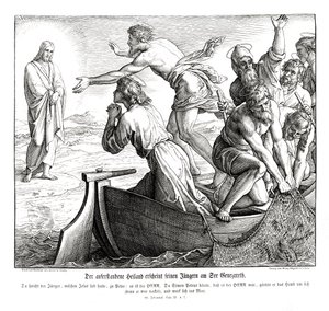 Jezus ukazuje się swoim uczniom, Ewangelia Jana autorstwa Julius Schnorr von Carolsfeld