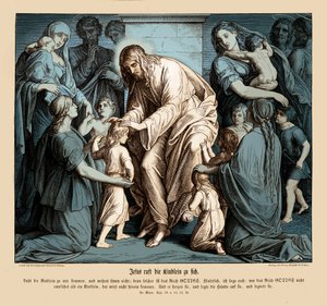 Jezus wzywa do siebie dzieci, Ewangelia Marka autorstwa Julius Schnorr von Carolsfeld