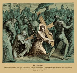 Jezus niosący krzyż, Ewangelia Łukasza autorstwa Julius Schnorr von Carolsfeld