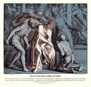 Jezus otrzymuje koronę cierniową, Ewangelię Marka autorstwa Julius Schnorr von Carolsfeld