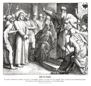 Proces Jezusa przed Kajfaszem, Ewangelia Mateusza autorstwa Julius Schnorr von Carolsfeld