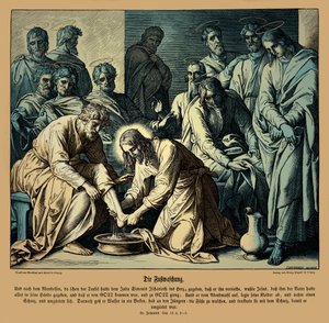 Jezus myje nogi swoim uczniom, Ewangelia Jana autorstwa Julius Schnorr von Carolsfeld