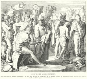 Józef sprzedany przez swoich braci autorstwa Julius Schnorr von Carolsfeld