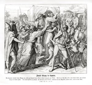 Ojciec Józefa przybywa do Egiptu, Genesis autorstwa Julius Schnorr von Carolsfeld