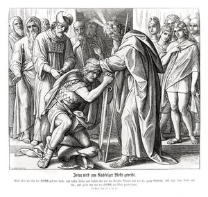 Jozue zostaje wyznaczony na następcę Mojżesza, Numbers autorstwa Julius Schnorr von Carolsfeld