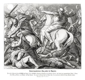 Zwycięstwo Jozuego nad Amorytami, Jozue autorstwa Julius Schnorr von Carolsfeld