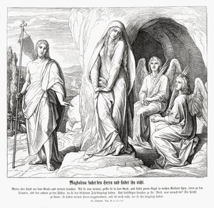 Maria Magdalena przy grobie Jezusa, Ewangelia Jana autorstwa Julius Schnorr von Carolsfeld