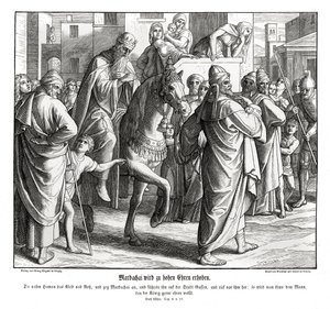 Mardocheusz jest uhonorowany przez króla Esther autorstwa Julius Schnorr von Carolsfeld