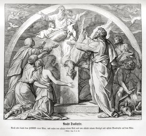 Ofiara dziękczynna Noego po potopie, Genesis autorstwa Julius Schnorr von Carolsfeld