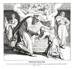 Przypowieść o dobrym Samarytaninie, Ewangelia Łukasza autorstwa Julius Schnorr von Carolsfeld