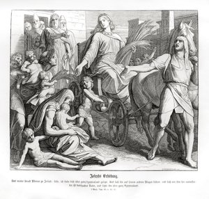 Faraon czyni Józefa przywódcą Egiptu, Genesis autorstwa Julius Schnorr von Carolsfeld