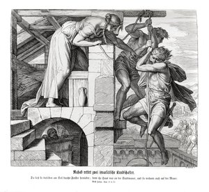 Rachab ratuje dwóch Izraelitów, Jozuego autorstwa Julius Schnorr von Carolsfeld