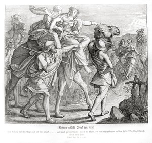 Rebeka widzi Izaaka z daleka, Genesis autorstwa Julius Schnorr von Carolsfeld