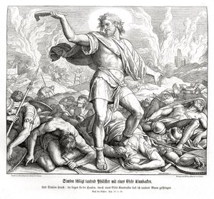 Samson zabija tysiąc Filistynów, sędziowie! autorstwa Julius Schnorr von Carolsfeld