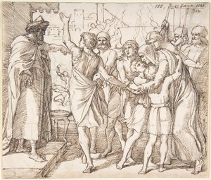 Męczeństwo siedmiu braci; verso: szkic dwóch walczących mężczyzn (?) autorstwa Julius Schnorr von Carolsfeld