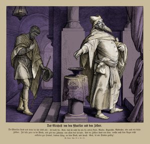 Faryzeusz i celnik, Ewangelia Łukasza autorstwa Julius Schnorr von Carolsfeld