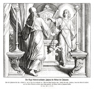 Zachariaszowi ukazuje się anioł Gabriel, Łukasz autorstwa Julius Schnorr von Carolsfeld