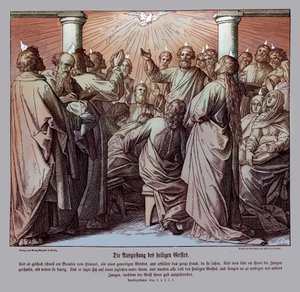 Apostołowie są napełnieni duchem świętym, Dzieje Apostolskie autorstwa Julius Schnorr von Carolsfeld