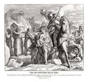 Arka Przymierza przekraczająca Jordan, Jozue autorstwa Julius Schnorr von Carolsfeld