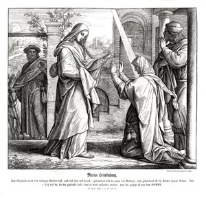 Nawiedzenie Maryi, Ewangelia Łukasza autorstwa Julius Schnorr von Carolsfeld