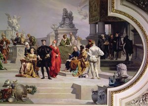 Mecenat sztuki przez dynastię Habsburgów: lewa część malowidła na suficie, 1891 (patrz także 70755 i 70756)