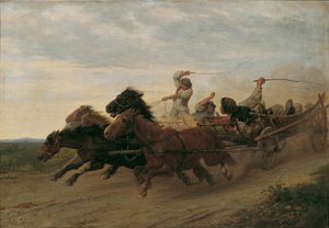 Rasa pijanych słowackich chłopów autorstwa Julius von Blaas d. Ä.