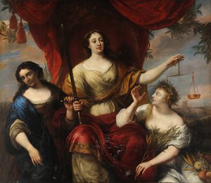 Roztropność, sprawiedliwość i pokój, Ovens, Jurgen (1623-1678). olej na płótnie