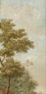 Trzy gobeliny z holenderskim pejzażem malowanie tapet Trzy tapety przedstawiające holenderski pejzaż Trzy tapety przedstawiające holenderski pejzaż autorstwa Jurriaan Andriessen (attributed to)