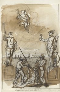 Handel i Żegluga, dekoracja na Nieuwmarkt, 1795 Handel i żegluga (tytuł na obiekcie)