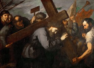 Jesus portant la Croix - Chrystus niosący krzyż - Jose de Ribera (1591-1652). olej na płótnie, ok. 1635. Wymiar: 144x198 cm. Muzeum Historii Sztuki, Wiedeń autorstwa Jusepe de Ribera