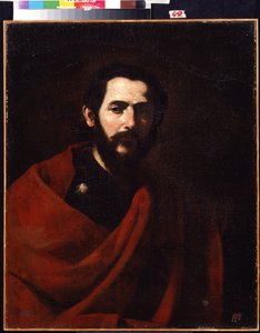 Apostoł Jakub Większy (Apostoł Jakub Wielki). Portret Jakuba de Zebedeusza, jednego z dwunastu uczniów Chrystusa. Obraz Jose de Ribera zwany il Spagnoletto „Hiszpanem” (1591-1652). Olej na płótnie. Sztuka hiszpańska, styl barokowy. R autorstwa Jusepe de Ribera