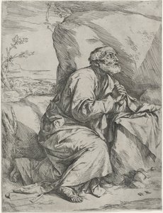 Pokutnik Święty Piotr, ok. 1621 (akwaforta z grawerem na papierze wykładanym) autorstwa Jusepe de Ribera