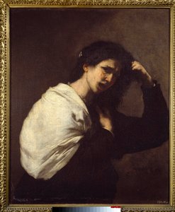 Kobieta wyrywająca włosy Obraz Jose de Ribera dit il Spagnoletto „Hiszpanka”” (1591-1652) autorstwa Jusepe de Ribera