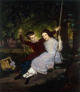 Aleksander i Fanny na huśtawce, 1847 autorstwa Just Jean Christian Holm