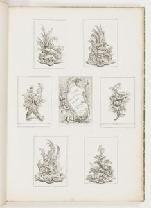 Ornament z motywem raka, pl. 14 w Livre des Légumes (Seria Ornamentów Roślinnych) pl. i. autorstwa Juste Aurèle Meissonnier