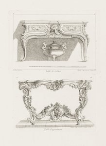 Table de Cabinet., VI płyta (Studium na stół), pl. 47 w Oeuvre autorstwa Juste Aurèle Meissonnier