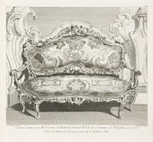 Sofa wykonana dla pana hrabiego de Bielinskiego Wielkiego M.al Korony Polski, w 1735 r.; Kanapa wykonana dla hrabiego Bielińskiego w 1735 r., IV płyta autorstwa Juste Aurèle Meissonnier
