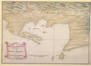 PLAN PORTU i części przyległych na ISTHMUS of DARIEN, gdzie osiedliła się SCOTCH COMPANY. / I. Watson: Inżynier: 1743. autorstwa Justly Watson