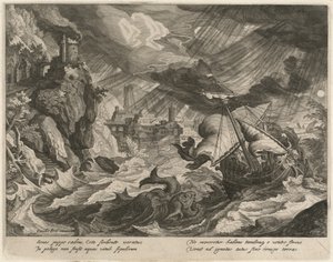 Jonasz wrzucony do wzburzonego morza autorstwa Justus Sadeler after Paul Bril