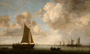 Odległy widok na holenderskie wybrzeże, 1660. autorstwa Justus Verwer