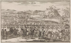 Żużel bij Párkány w 1683 Gran (tytuł na obiekcie) autorstwa Justus van den Nijpoort