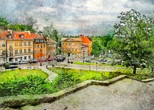 Widok na zabytkowy park miejski autorstwa Justyna Jaszke