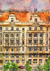 Ozdobny europejski pejzaż miejski autorstwa Justyna Jaszke